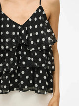 Vila Viharley S/L Printed Ruffle Strap Top