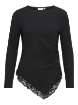Vila Wanni L/S O-neck Asymetric Top - Black