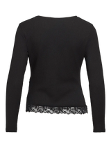 Vila Wanni L/S O-neck Asymetric Top - Black
