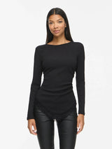Vila Wanni L/S O-neck Asymetric Top - Black