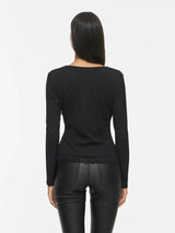 Vila Wanni L/S O-neck Asymetric Top - Black