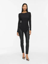 Vila Wanni L/S O-neck Asymetric Top - Black