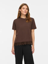 Vila Nora S/S Lace T-shirt - Brown