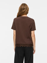 Vila Nora S/S Lace T-shirt - Brown