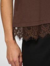 Vila Nora S/S Lace T-shirt - Brown