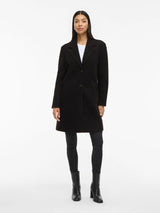 Vila Claudia Button Coat - Black