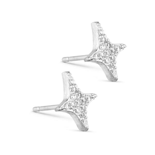 Pure By Nat Nellie Post Earring W. Zircons - Silver