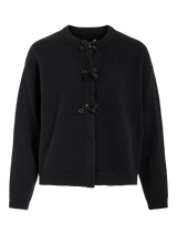 Vila Brianna O-Neck L/S Bow Knit Cardigan - Black