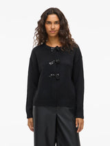 Vila Brianna O-Neck L/S Bow Knit Cardigan - Black