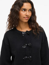 Vila Brianna O-Neck L/S Bow Knit Cardigan - Black