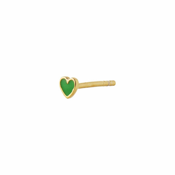 Stine A - Petit Love Heart Grass Green Enamel - Gold