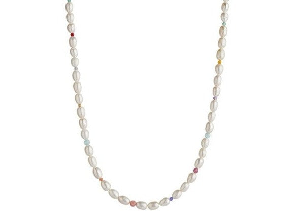 Stine A White Pearls and Candy Stones Necklace Gold