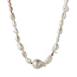 Stine A - Chunky Glamour Pearl Necklace - White & Rose