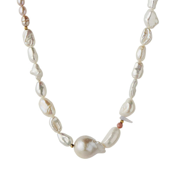 Stine A - Chunky Glamour Pearl Necklace - White & Rose
