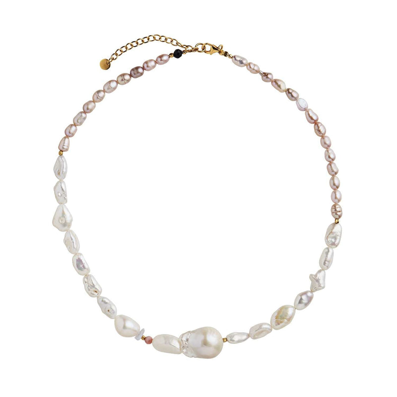 Stine A - Chunky Glamour Pearl Necklace - White & Rose