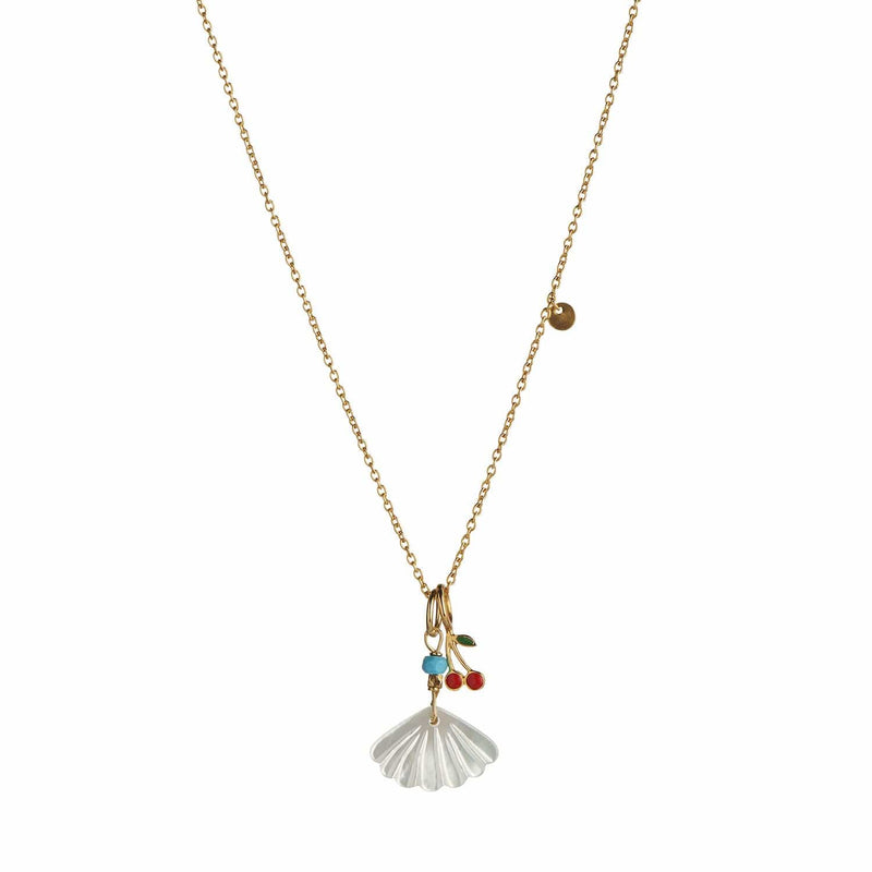 Stine A - Pendant Chain with Petit Coin and Black Spinel Necklace - Gold