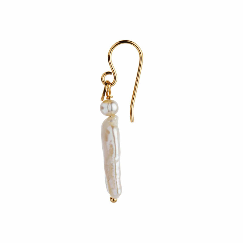 Stine A - Long Baroque Pearl Earring White Sorbet