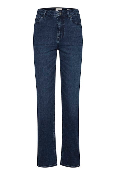 Pulz Liva Straight Slit Jeans - Medium Blue Denim