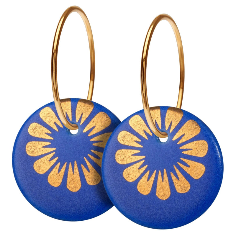 Scherning Bloom øreringe - Royal Blue/Gold