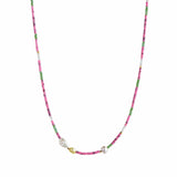 Stine A - Deep Sea Necklace with Fresh Pink & Dusty Green Mix