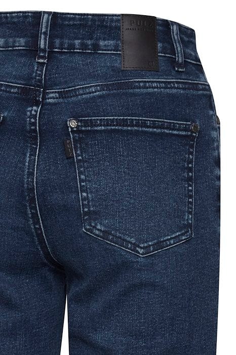Pulz Liva Straight Slit Jeans - Medium Blue Denim