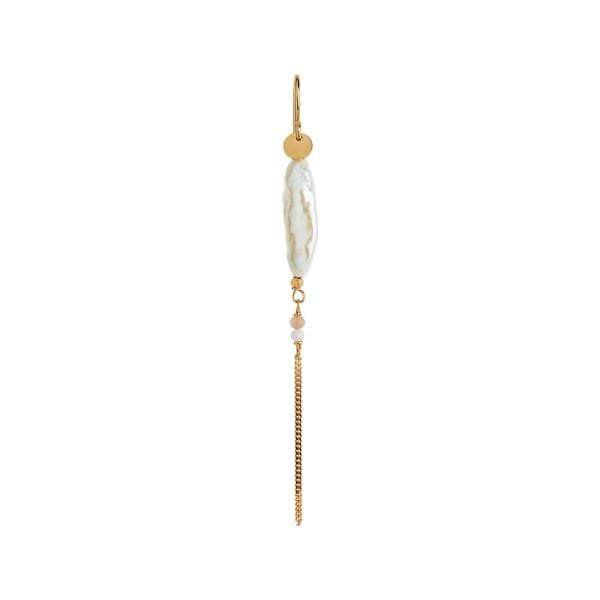 Stine A Long Baroque Pearl with Chain Earring White Sorbet Gold