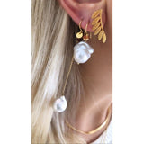 Stine A - Baroque Pearl Earring With Gemstone Gold