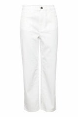 Pulz Rosita UHW Pants Wide Leg Crope - White