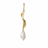 Stine A - Long Twisted Earring with Baroque Pearl - Gold