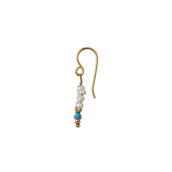 Stine A - Heavenly Pearl Dream Earring Gold - Turquoise & Pink Stones & Chain