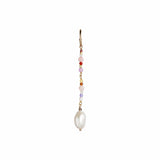 Stine A - Dangling Baroque Pearl Earring with Stones - Pink Mix