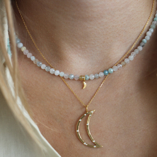 Stine A Soft Pastella With Tres Petit Moon Necklace