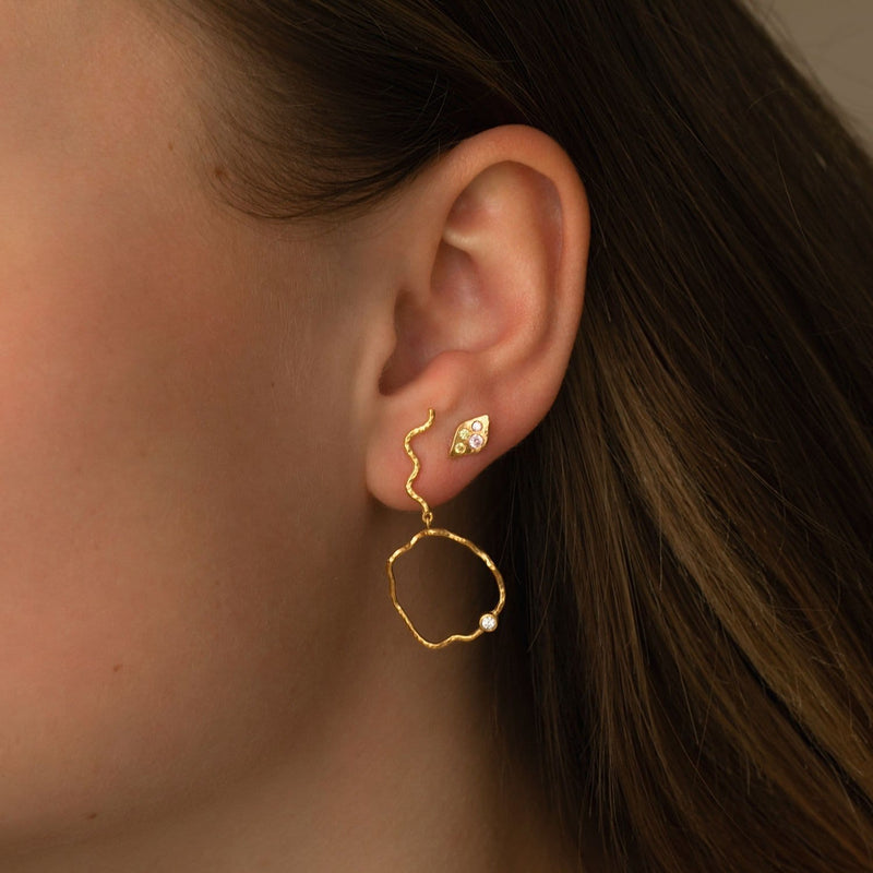 Stine A - Petit Ile De L'Amour with Stones Earring - Gold - Light Pink Sorbet