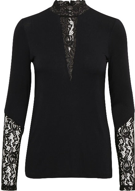 Culture Poppy Lace Blouse Old Style Gomme - Black
