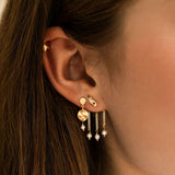 Stine A - Petit Hammered Coin and Stone Earing - Pearl